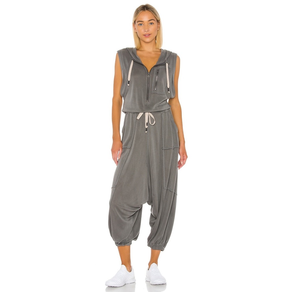 FP Movement Franklin Hills Jumpsuit Women XS Dark Grey Hooded Slouchy Streetwear